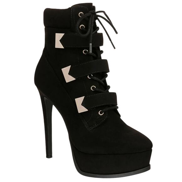 Thalia Sodi Women Sasha Lace Up Platform Stiletto Dress Booties Black Size 8 1/2 - Picture 1 of 5